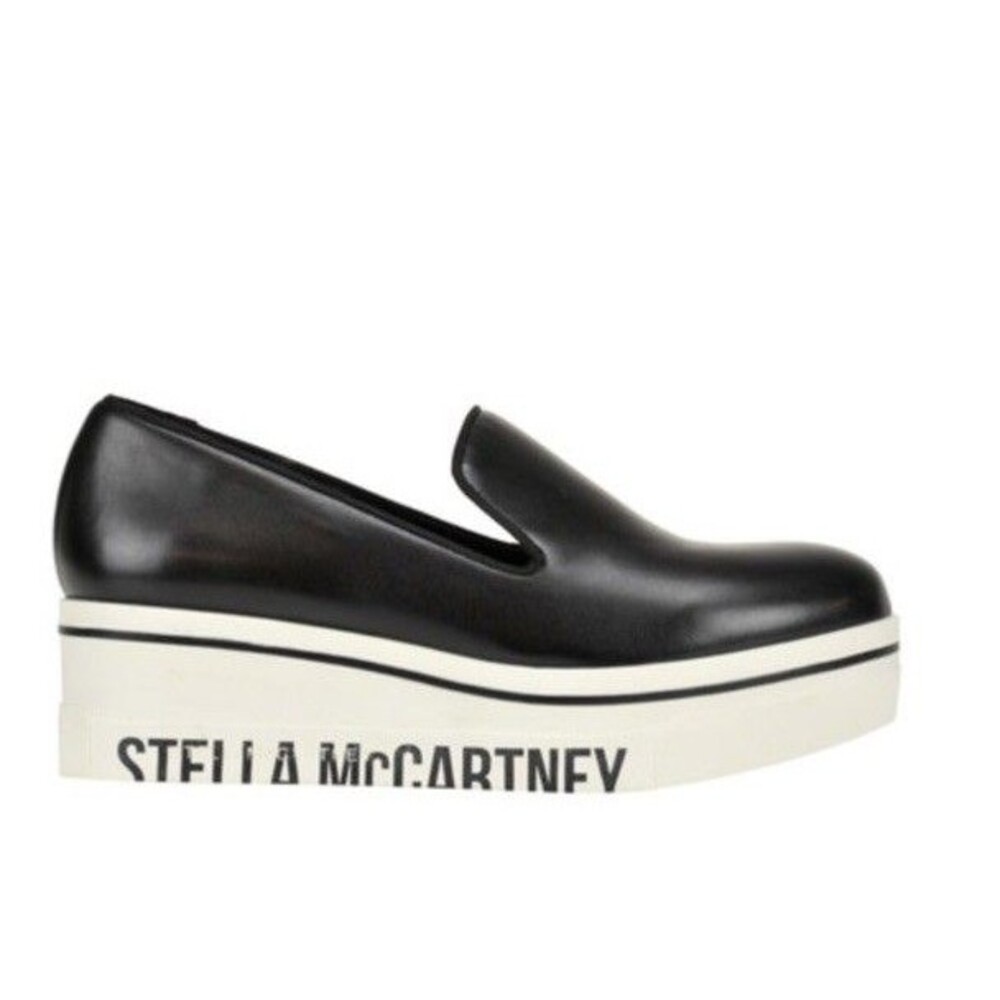Stella McCartney Black Chunky Platform Loafers Sneaker Wedge Logo Slide 37 $525